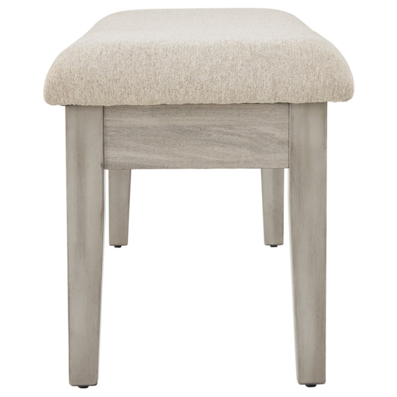 Modern Farmhouse 49" Beige Cushioned Storage Bench with Gray Finish
