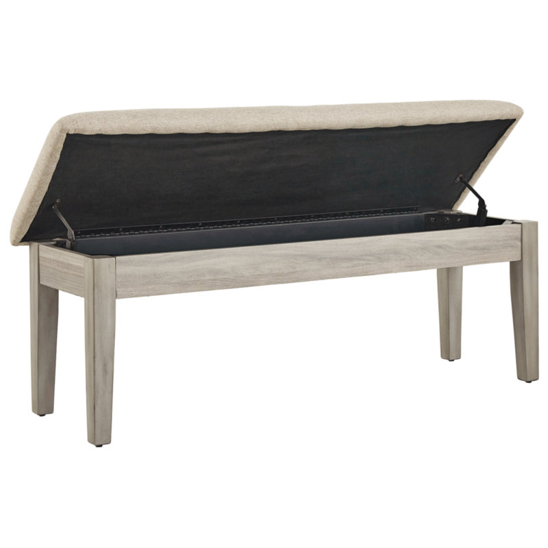 Modern Farmhouse 49" Beige Cushioned Storage Bench with Gray Finish