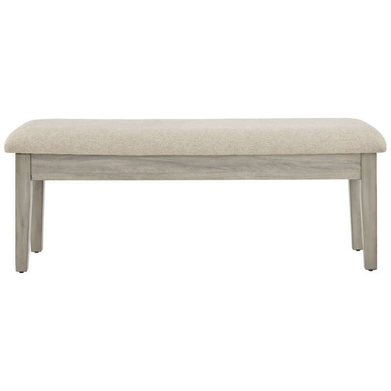 Modern Farmhouse 49" Beige Cushioned Storage Bench with Gray Finish