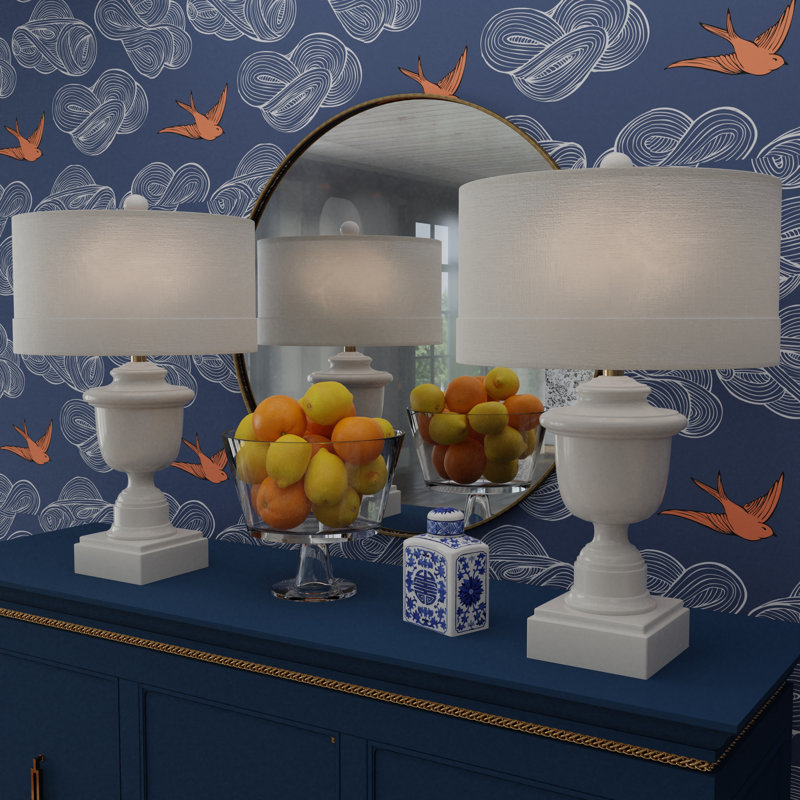 San Simeon Cream Ceramic Table Lamp with Linen Shade