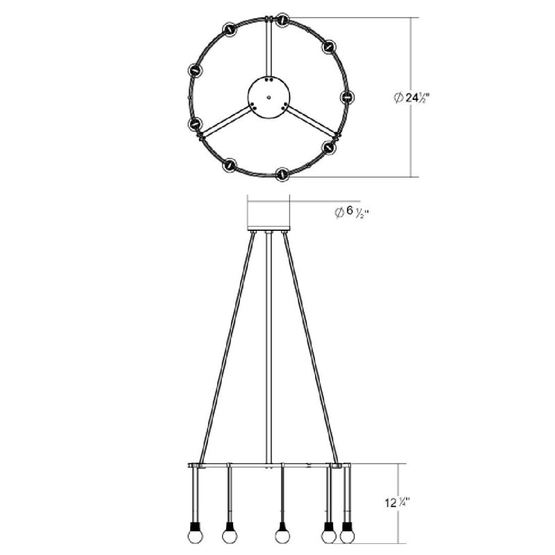 Satin Black 24" Modular LED Wagon Wheel Chandelier