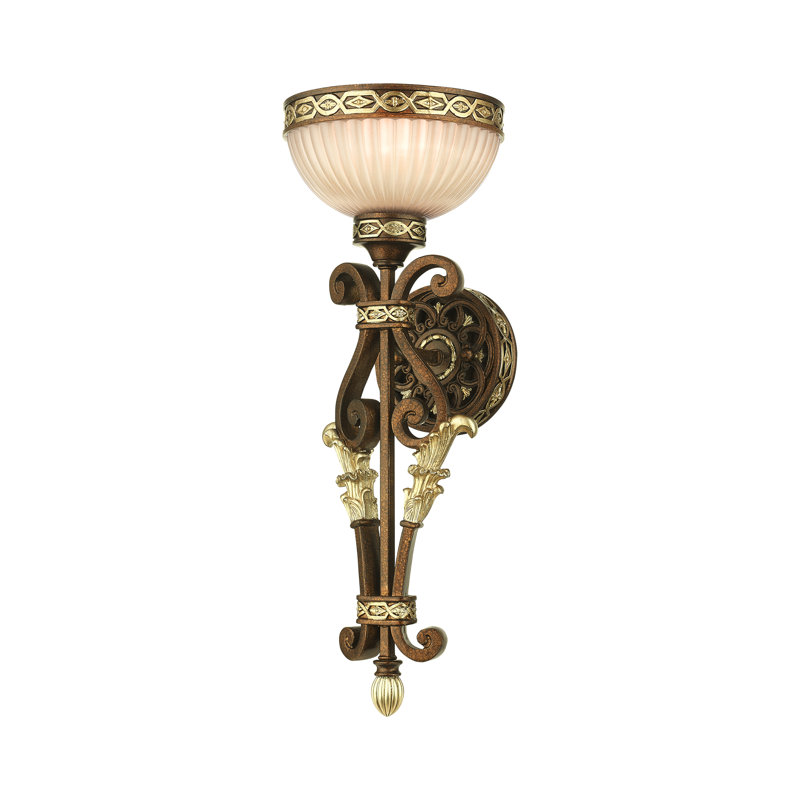 Seville Palacial Bronze Gilded Art Glass 1-Light Wall Sconce