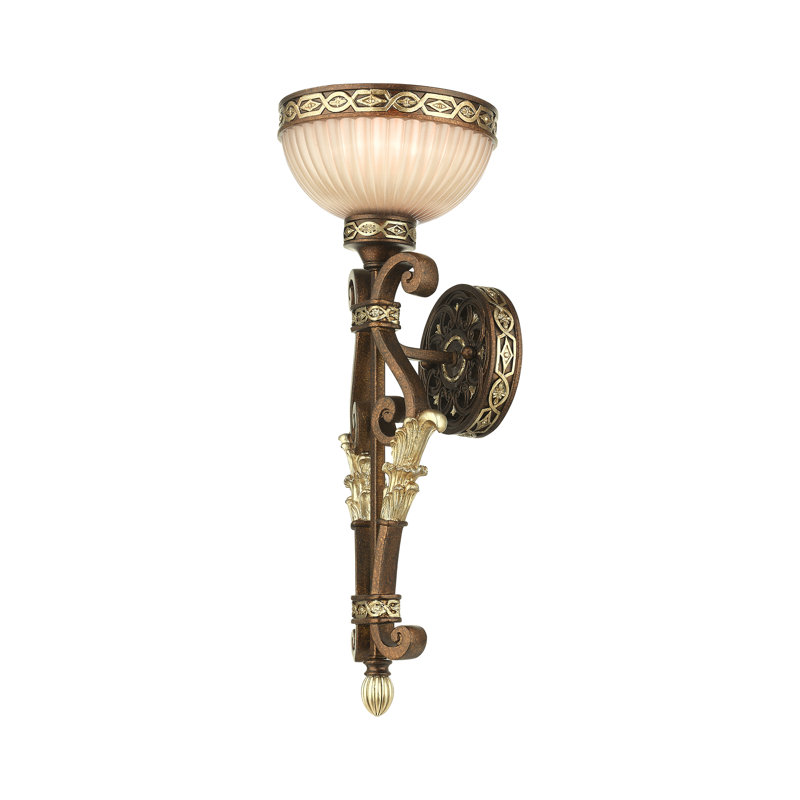 Seville Palacial Bronze Gilded Art Glass 1-Light Wall Sconce
