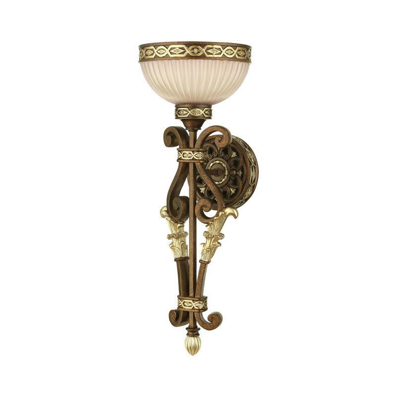 Seville Palacial Bronze Gilded Art Glass 1-Light Wall Sconce