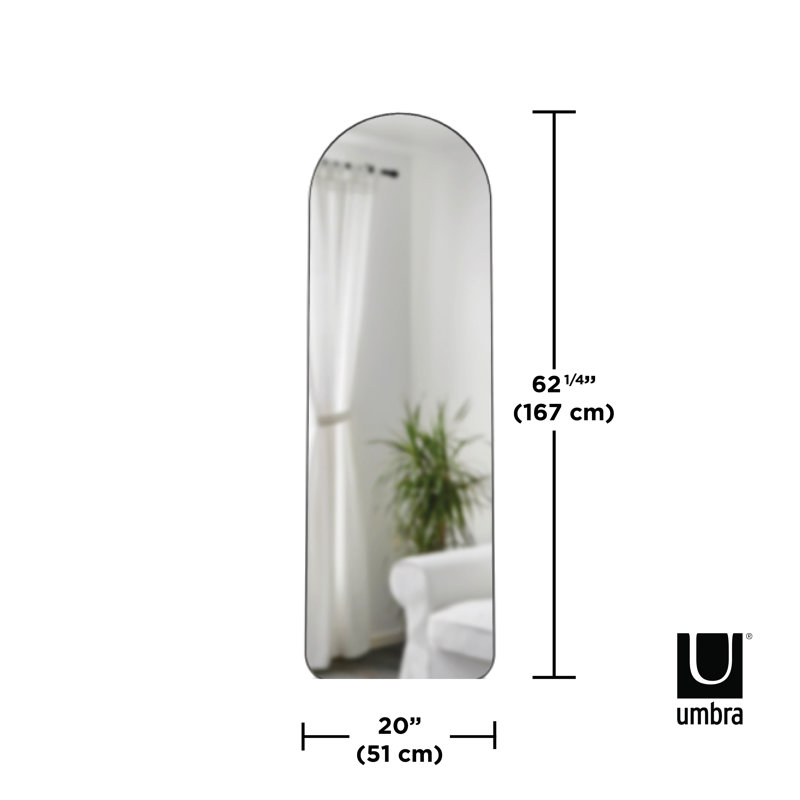 Black Arch Full-Length Leaning Mirror with Metallic Frame