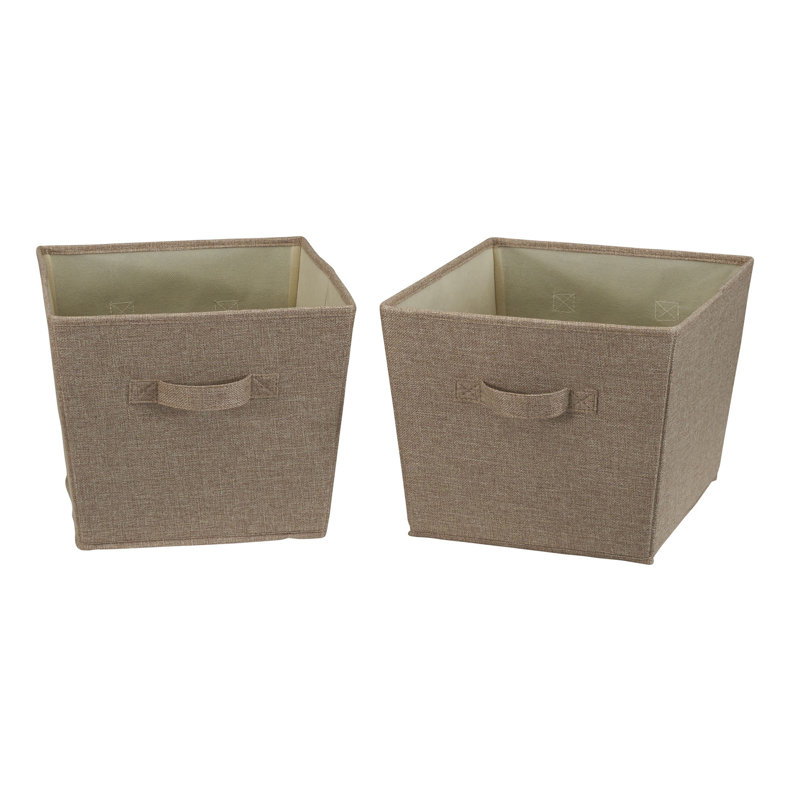 Latte Linen Tapered Medium Storage Bins with Wire Frame, 2-Pack