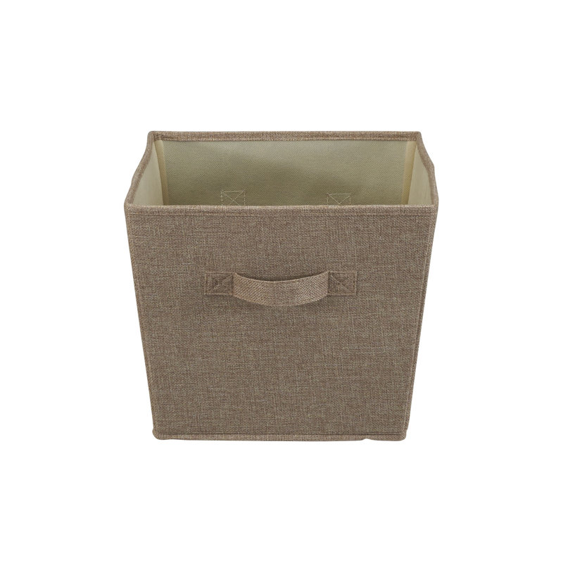Latte Linen Tapered Medium Storage Bins with Wire Frame, 2-Pack