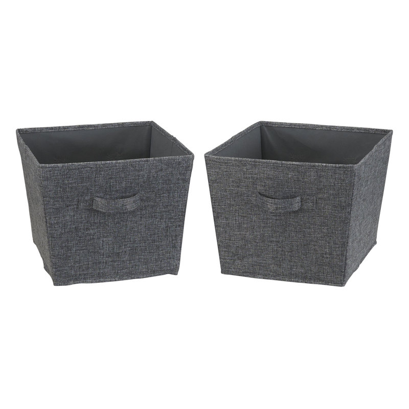 Graphite Medium Fabric Storage Bins with Handles, 2-Pack