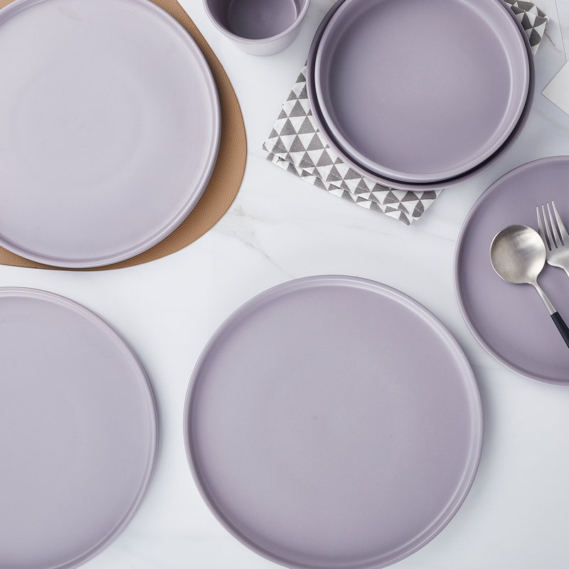 Light Gray Ceramic 16-Piece Dinnerware Set, Service for 4