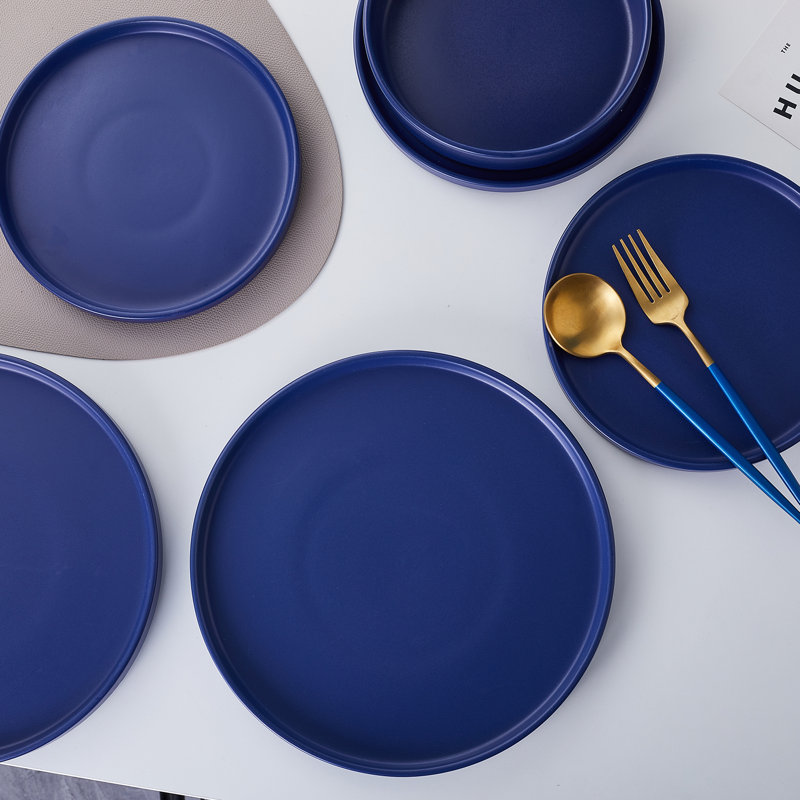 Blue Ceramic 16-Piece Dinnerware Set, Service for 4