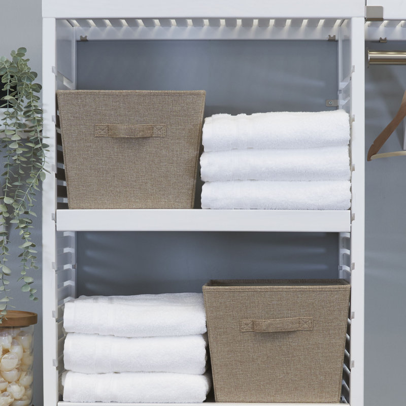 Latte Linen Tapered Medium Storage Bins with Wire Frame, 2-Pack