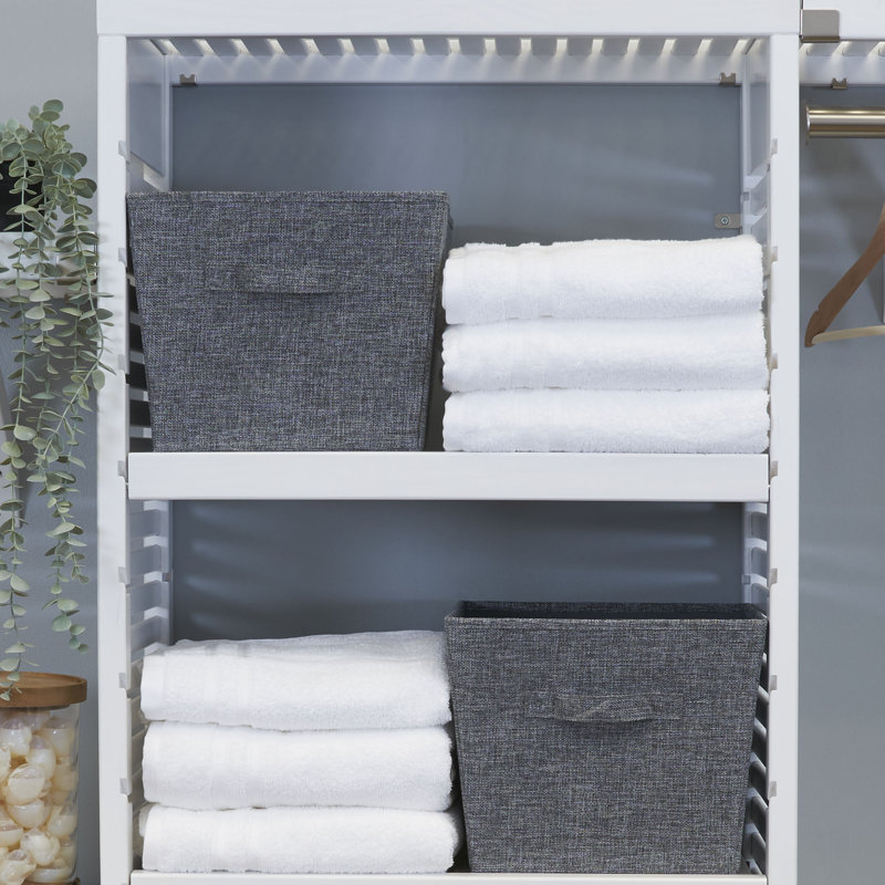 Graphite Medium Fabric Storage Bins with Handles, 2-Pack