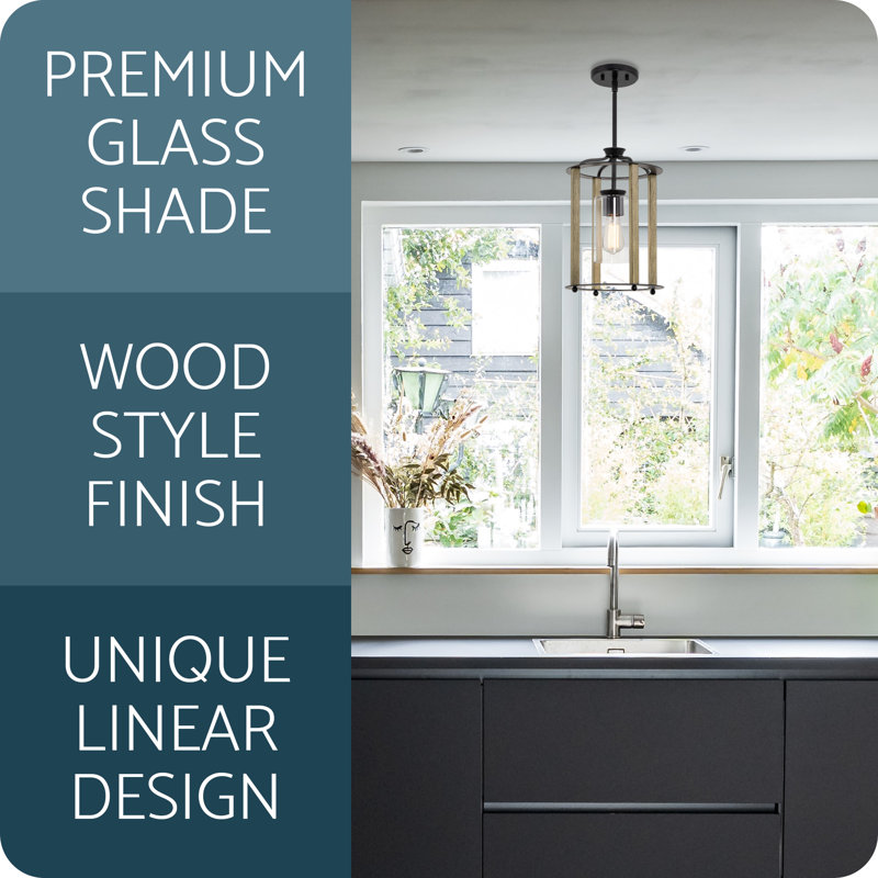 Houston Modern Farmhouse Black Pendant Light with Clear Glass Shade