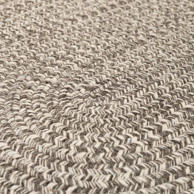 Gray Oval Braided Wool 2' x 3' Rug