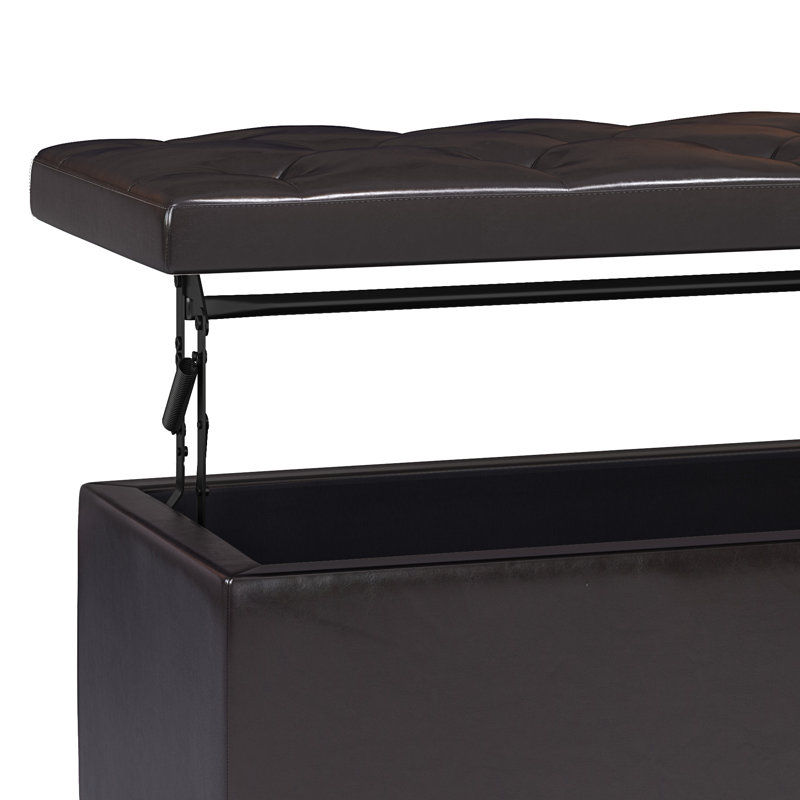 Hamilton 44" Contemporary Tanners Brown Faux Leather Lift-Top Storage Ottoman