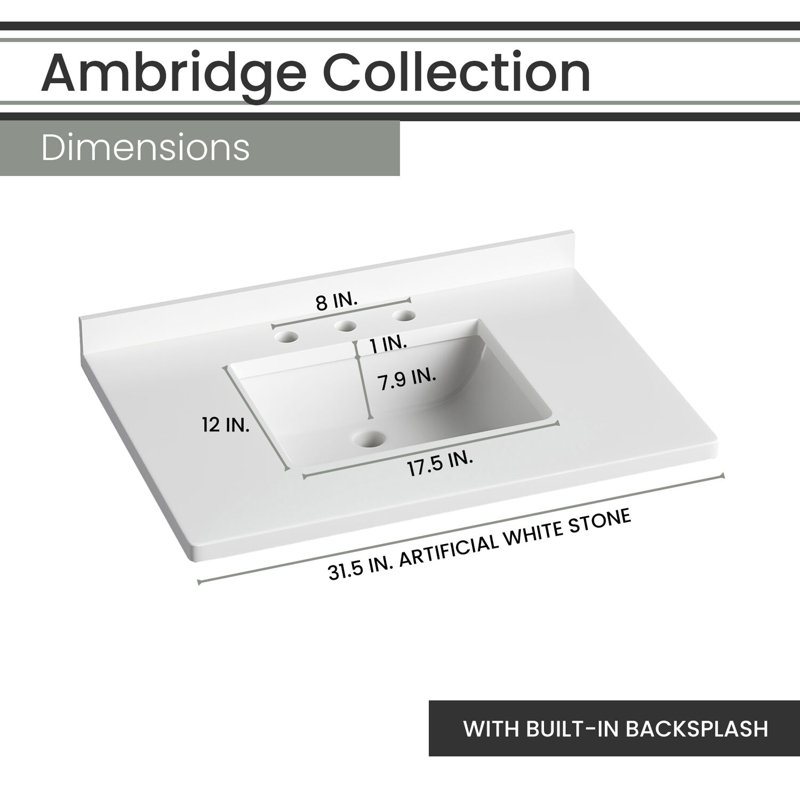 31" Black and Maple Engineered Stone Vanity Cabinet with Mirror