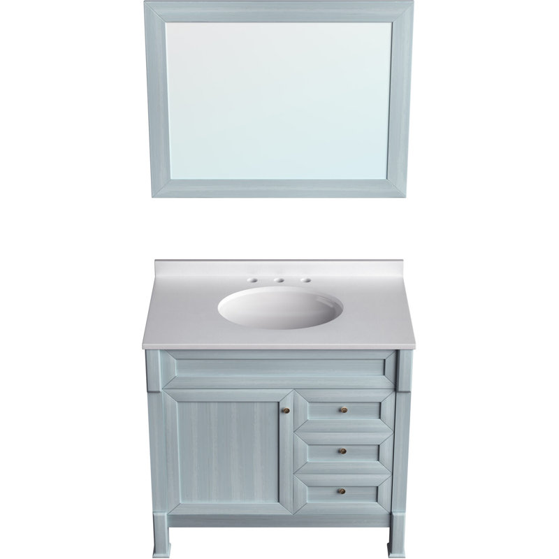 Callimont Elegance 36'' Pre-Assembled Bathroom Vanity Set with Artificial Stone Top in Blue