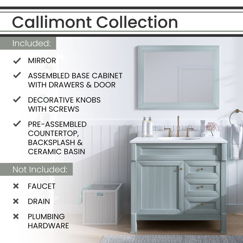 Callimont Elegance 36'' Pre-Assembled Bathroom Vanity Set with Artificial Stone Top in Blue