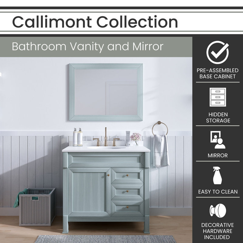 Callimont Elegance 36'' Pre-Assembled Bathroom Vanity Set with Artificial Stone Top in Blue