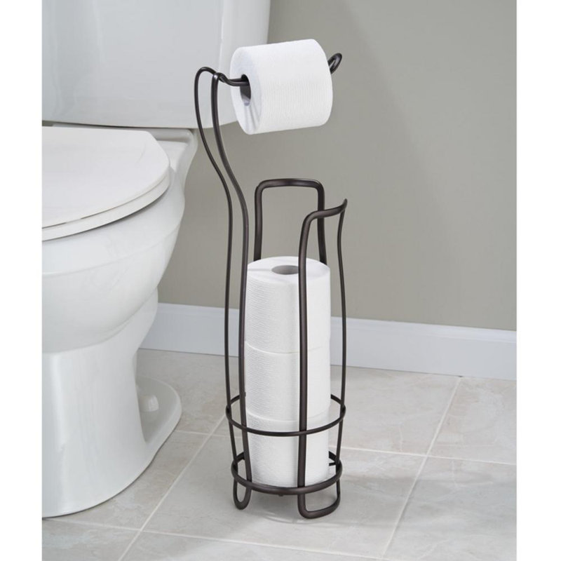 Bronze Freestanding Steel Toilet Paper Holder for 3 Rolls