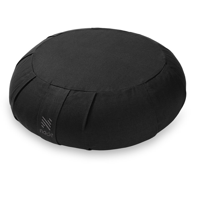 Black Organic Cotton Round Meditation Cushion with Buckwheat Fill