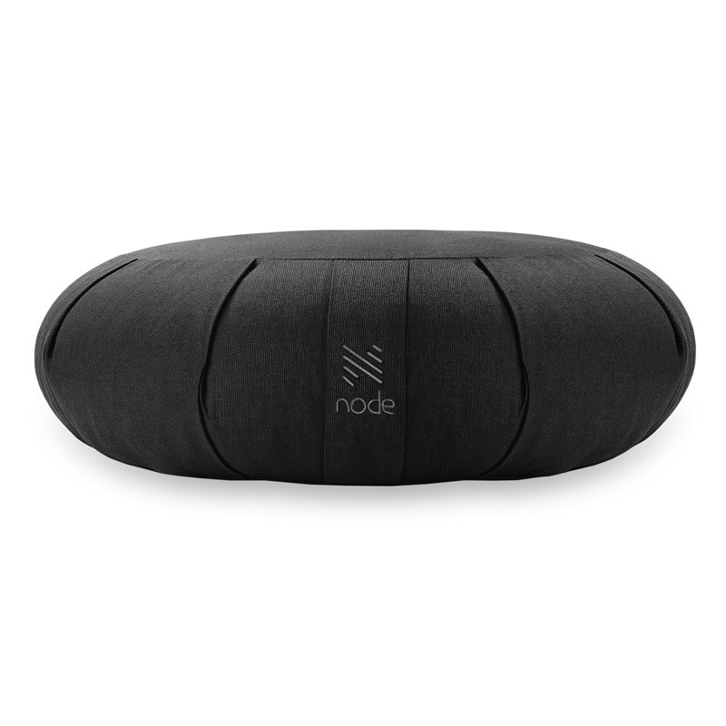 Black Organic Cotton Round Meditation Cushion with Buckwheat Fill
