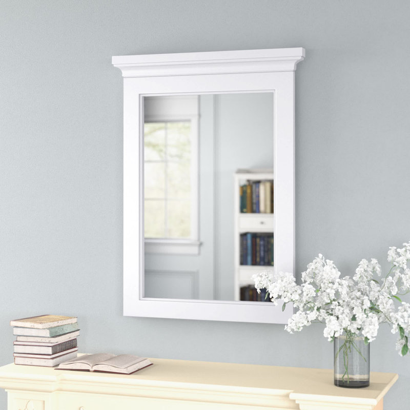 Hollis White Wood 32" x 32" Bathroom Vanity Mirror