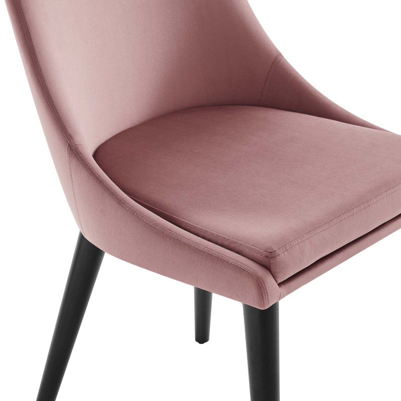 Dusty Rose Velvet & Wood Vintage Modern Dining Chair