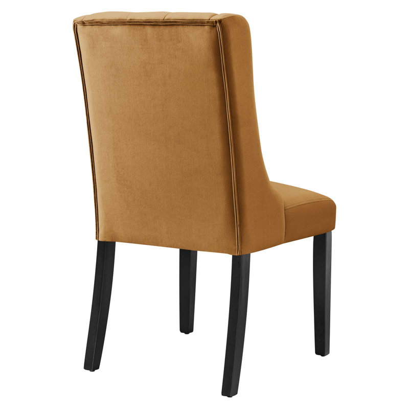 Cognac Velvet Upholstered Wood Dining Chairs - Set of 2