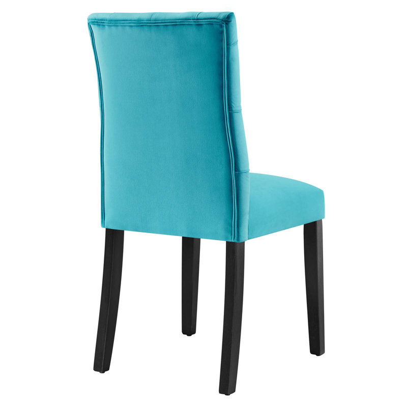 Blue Velvet Upholstered Wood Side Chair, 25" x 19" x 38"