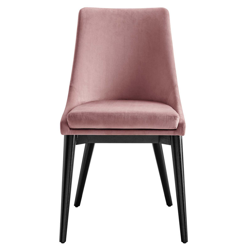 Dusty Rose Velvet & Wood Vintage Modern Dining Chair