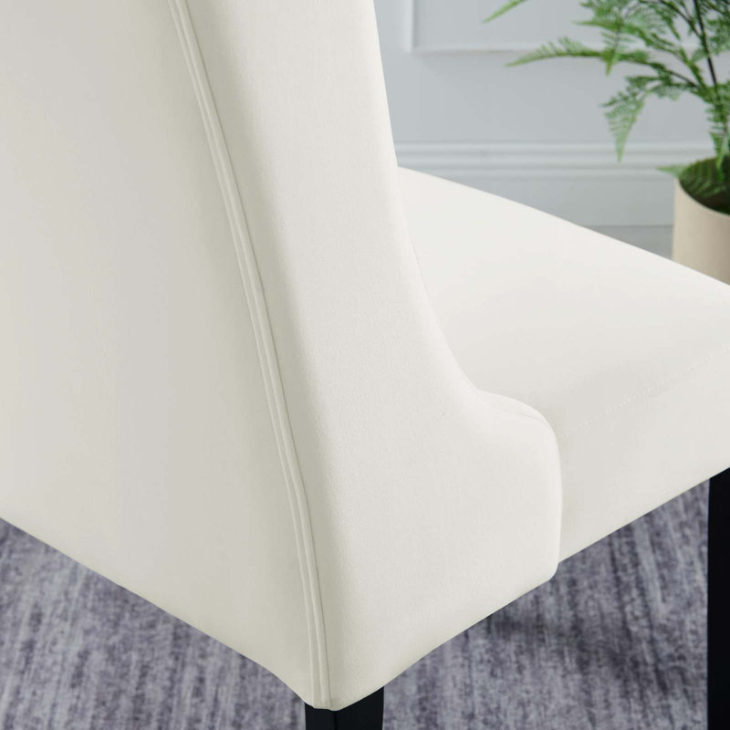 Elegance White Velvet Upholstered Side Chair with Solid Wood Frame