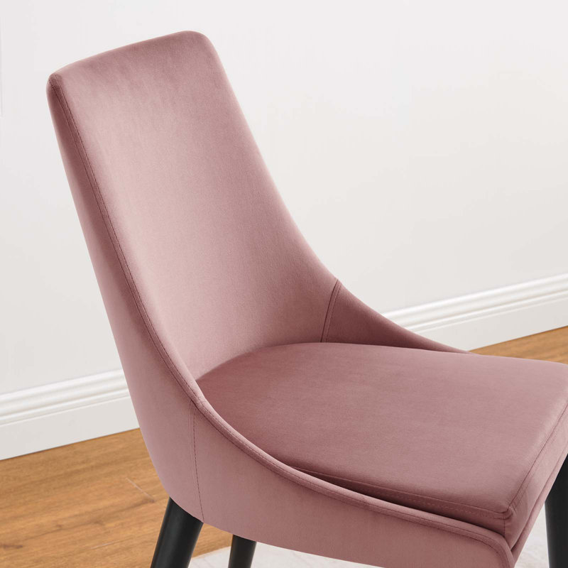 Dusty Rose Velvet & Wood Vintage Modern Dining Chair