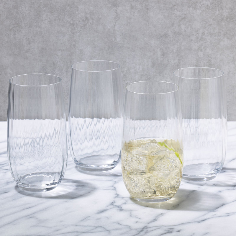 Gail Optic Clear Crystal Highball Glasses Set of 4