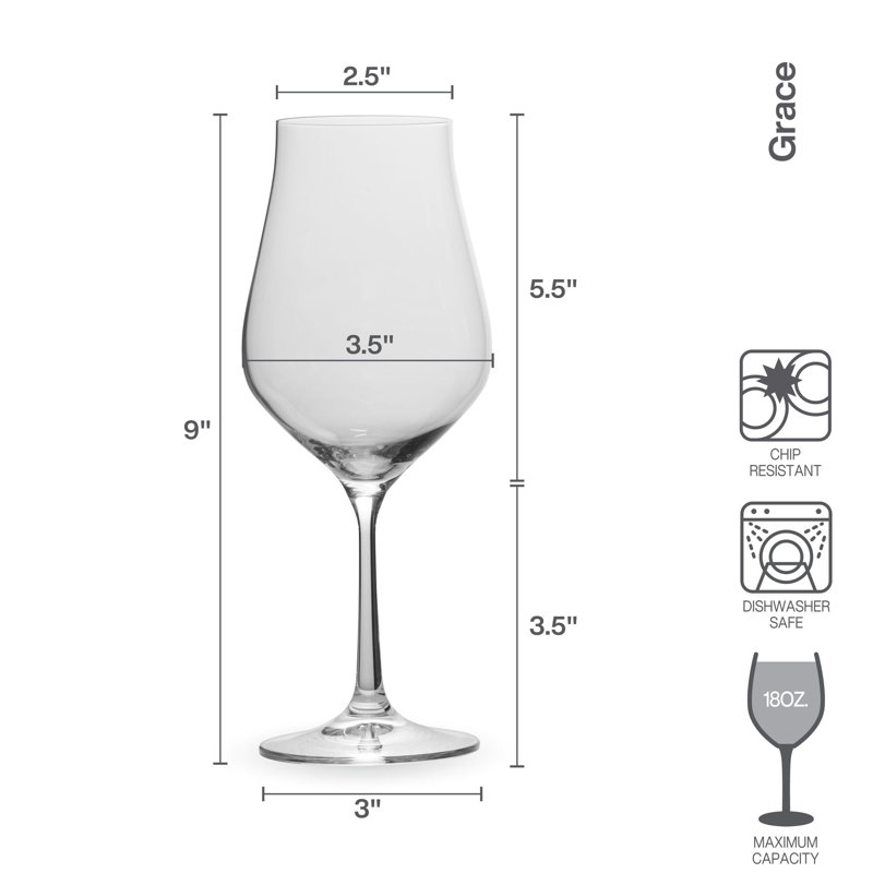 Grace 18 oz. Crystal White Wine Glass Set