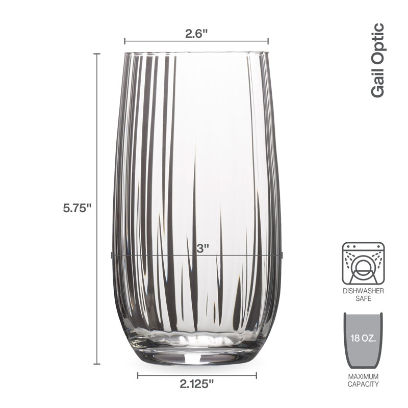 Gail Optic Clear Crystal Highball Glasses Set of 4