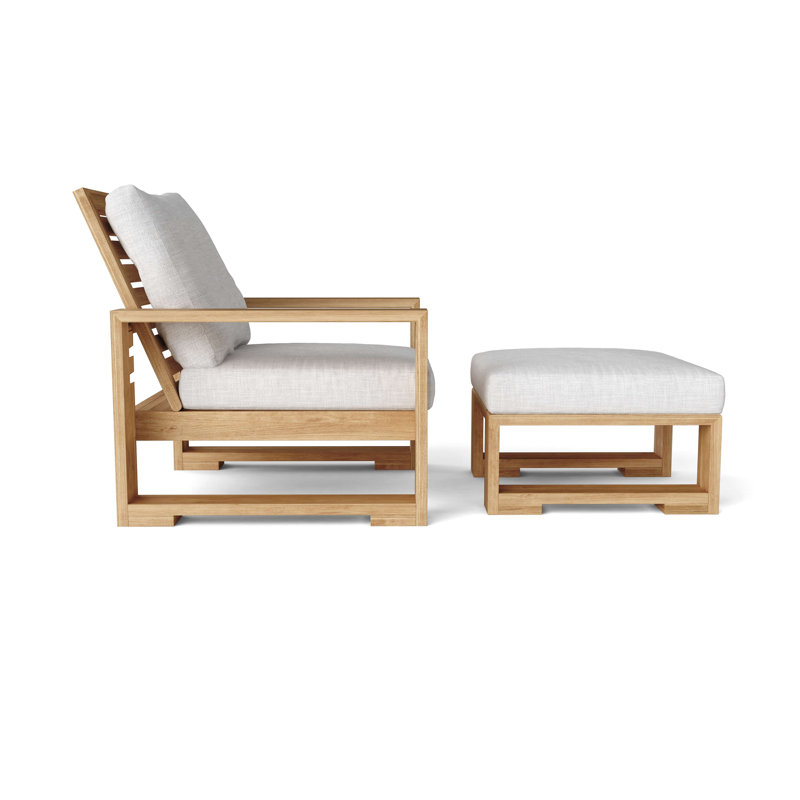 Capistrano 70'' Teak Lounge Chair with Ottoman and Cushions