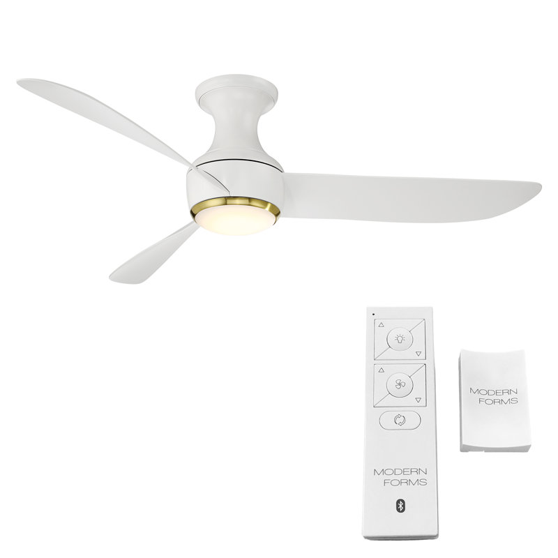 52" Soft Brass Matte White Smart Ceiling Fan with LED Light