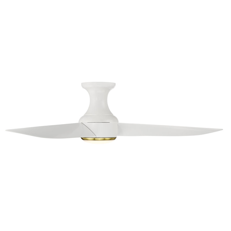 52" Soft Brass Matte White Smart Ceiling Fan with LED Light