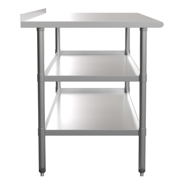 Contemporary 72"x30" Stainless Steel Kitchen Work Table with Shelves