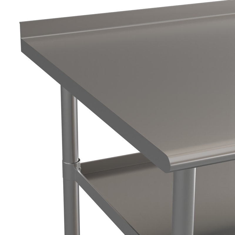 Contemporary 72"x30" Stainless Steel Kitchen Work Table with Shelves
