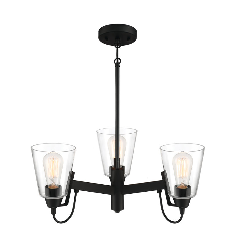 Coal and Clear Glass 3-Light Mini Chandelier