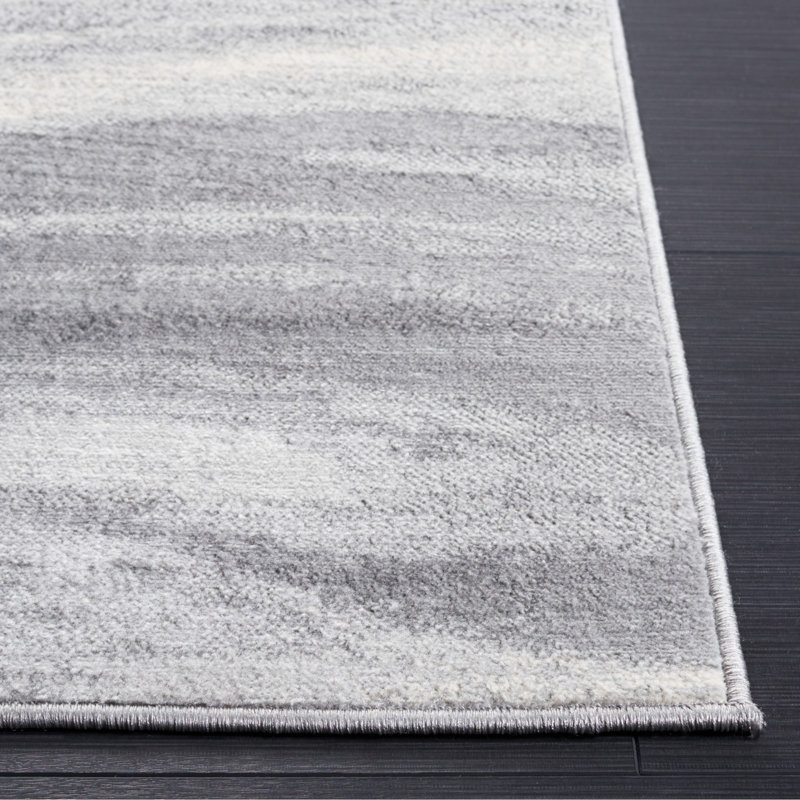 Contemporary Jasper Ivory Abstract 2' x 9' Synthetic Runner Rug