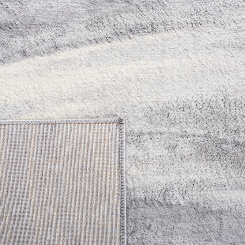Contemporary Jasper Ivory Abstract 2' x 9' Synthetic Runner Rug