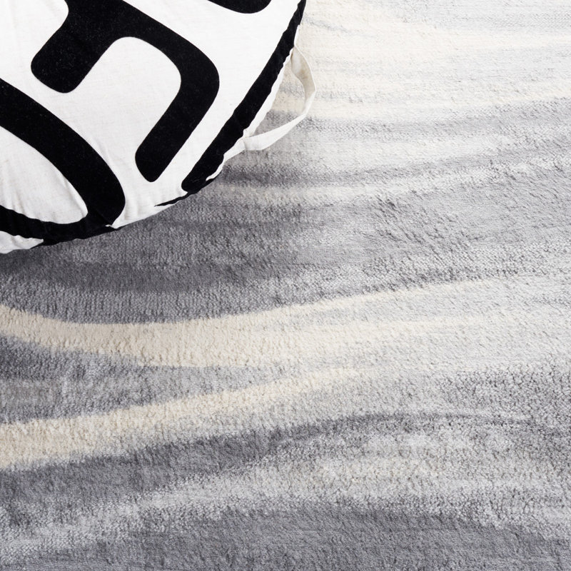 Contemporary Jasper Ivory Abstract 2' x 9' Synthetic Runner Rug
