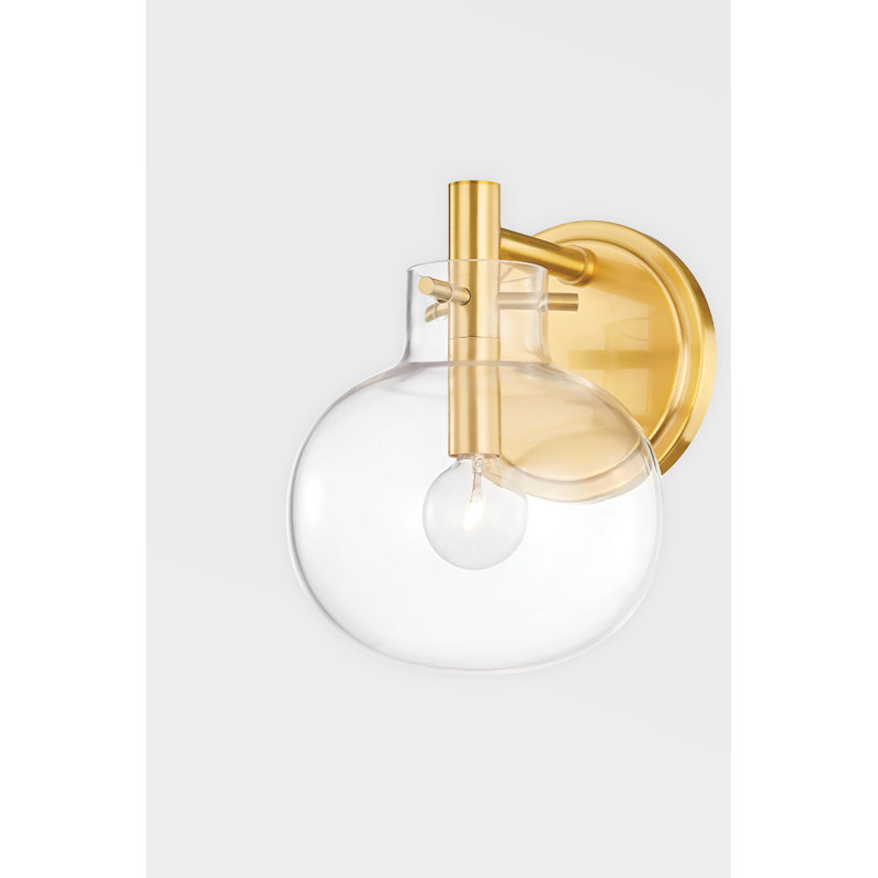 Elegant Aged Brass Dimmable Wall Sconce with Clear Globe