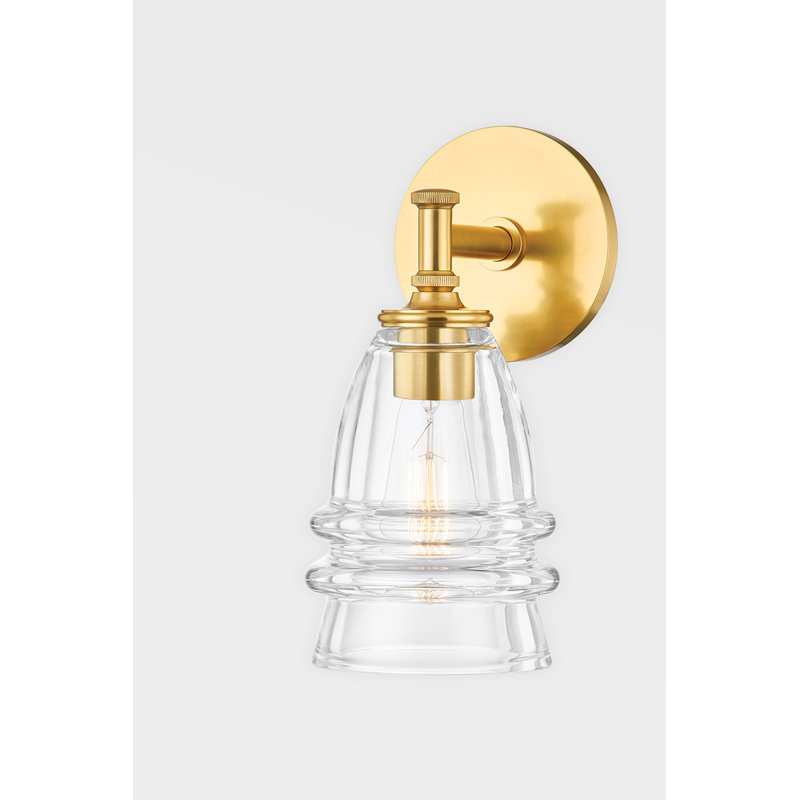 Newfield Aged Brass 1-Light Sconce with Ultra Thick Glass Shade