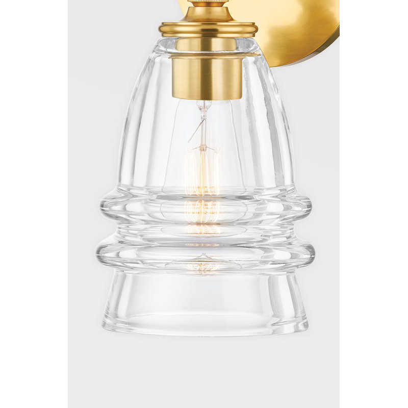 Newfield Aged Brass 1-Light Sconce with Ultra Thick Glass Shade
