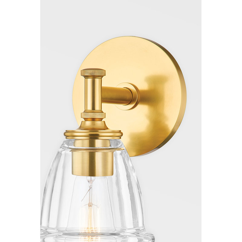 Newfield Aged Brass 1-Light Sconce with Ultra Thick Glass Shade
