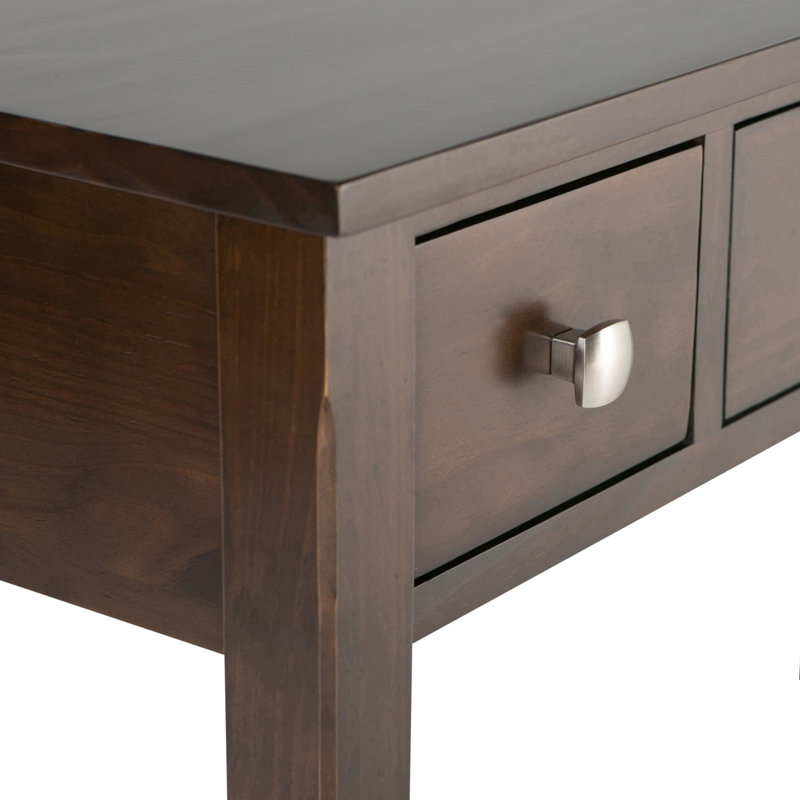 Rich Tobacco Brown Pine Wood Writing Desk with Drawers